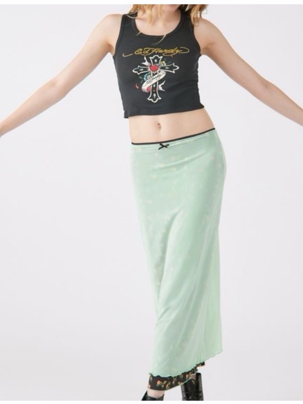 UO Mariah layered mesh skirt
